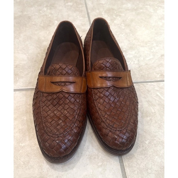 Allen‎ Edmonds Leather Woven Penny Loafers Brown Shoes 9D Career Basket Weave main image 5